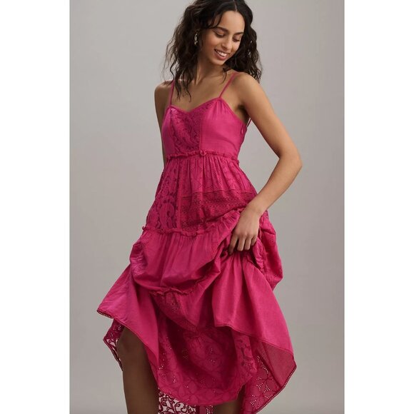 Anthropologie Dresses & Skirts - Anthropologie Bhanuni by Jyoti Patchwork Lace Tiered Midi Dress Size Medium